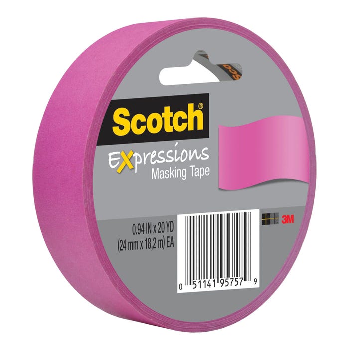 Scotch Expressions Masking Tape, 0.94 Inch x 20 Yards, Fuchsia