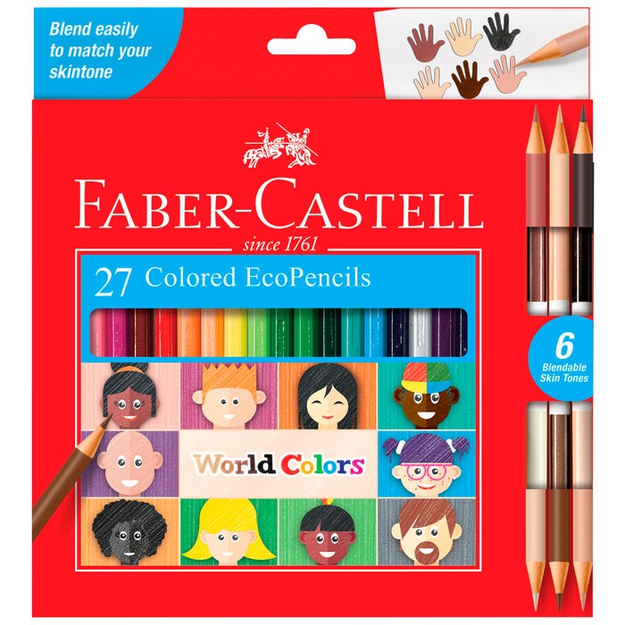 Faber-Castell World Colors Colored EcoPencils, Assorted Colors, Pack of 27