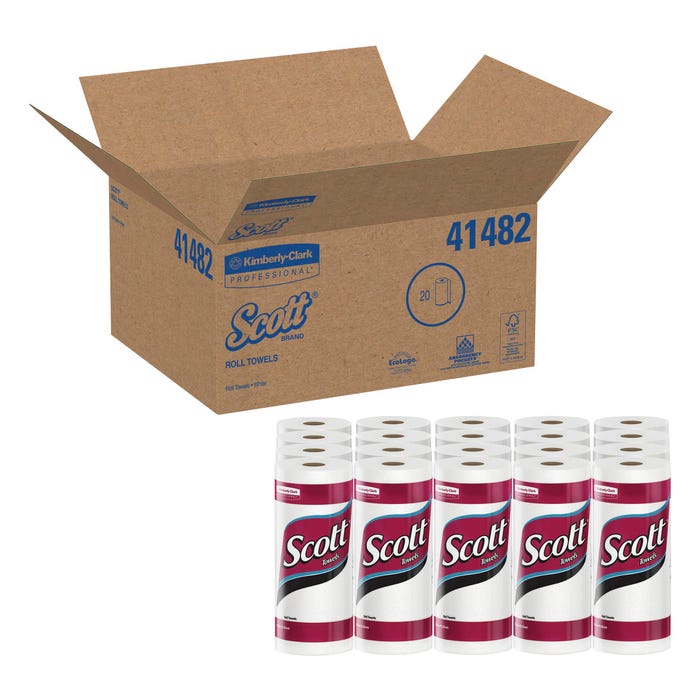 Scott Perforated Roll Paper Towels, White, Pack of 20 Rolls