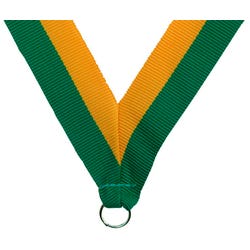 Neck Ribbon, 7/8 x 32 Inches, Green/Gold
