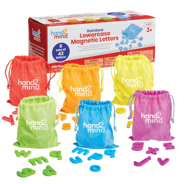 hand2mind Rainbow Lowercase Magnetic Letters, Set of 6