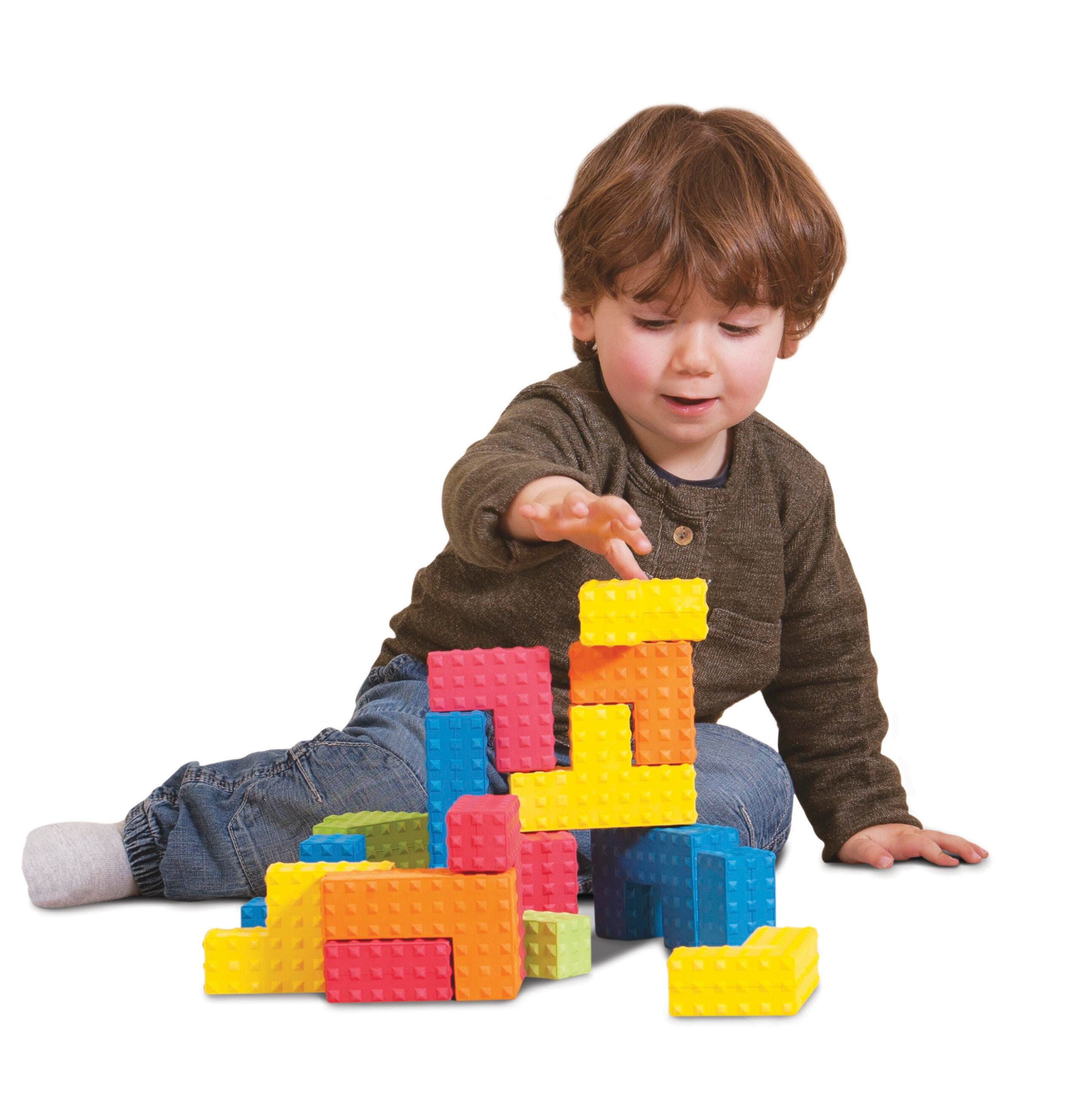 Image for Edushape Sensory Puzzle Blocks, Assorted Colors and Shapes, Set of 18 from School Specialty