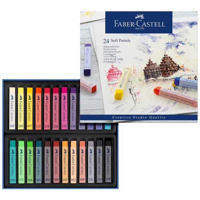 Faber-Castell Creative Studio Soft Pastels, Full Stick, Assorted Colors, Set of 24