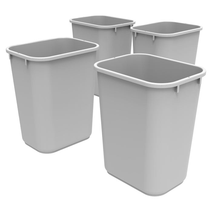 School Smart Indoor Waste Basket, 40 Quart, Gray, Case of 4