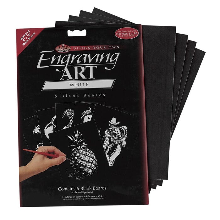 Royal & Langnickel White Engraving Art Boards, 8 x 10 Inches, Set of 36