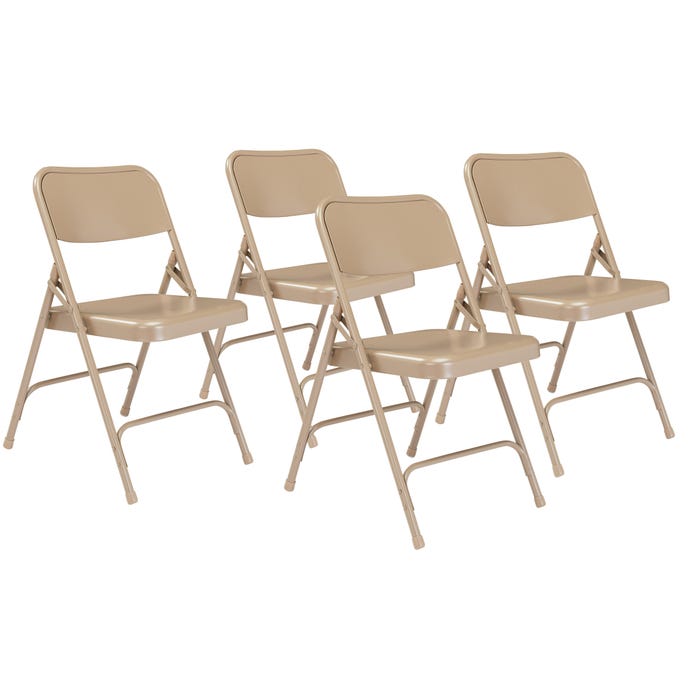 National Public Seating Premium Folding Chair, 200 Series, 17-1/4 Seat Height, Beige, Set of 4