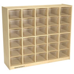 Childcraft Mobile Cubby Storage Unit, 30 Clear Trays, 47-3/4 x 14-1/4 x 42 Inches