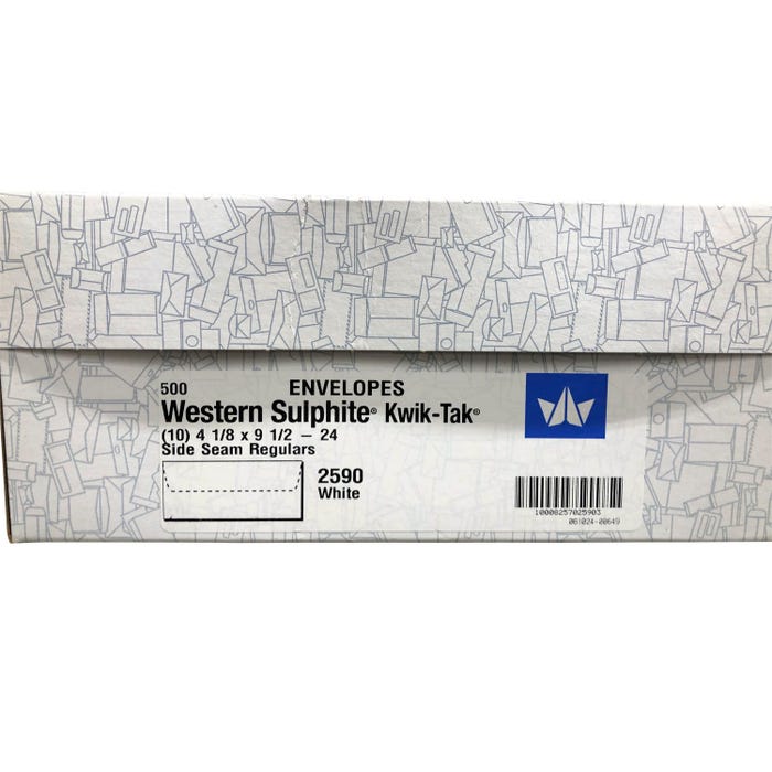 Western States #10 Regular Envelope with Self-Seal, White, Box of 500