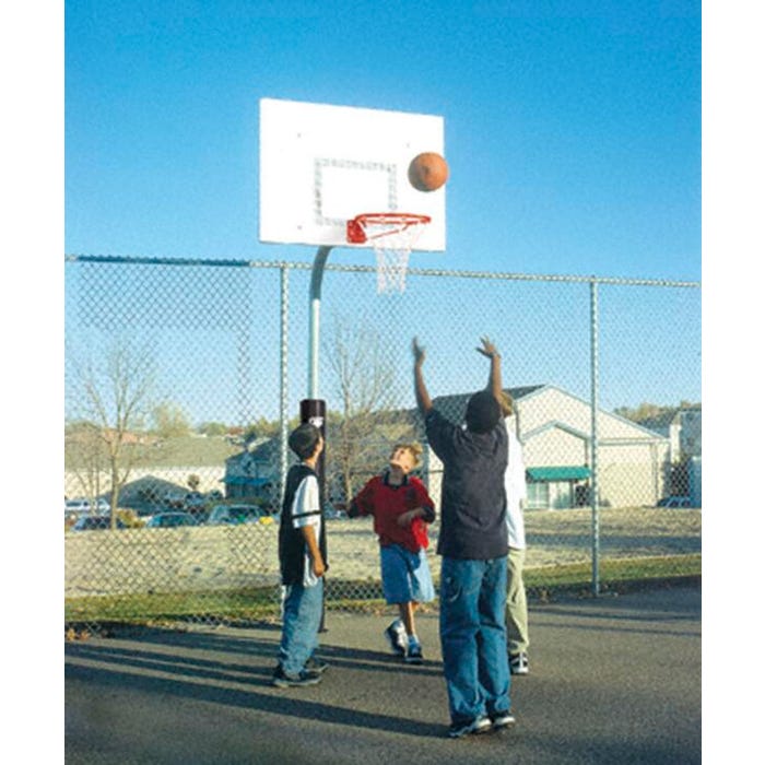 Bison Gooseneck Tough Duty Steel Rectangle Playground Basketball System, 3-1/2 Inch Diameter Pole