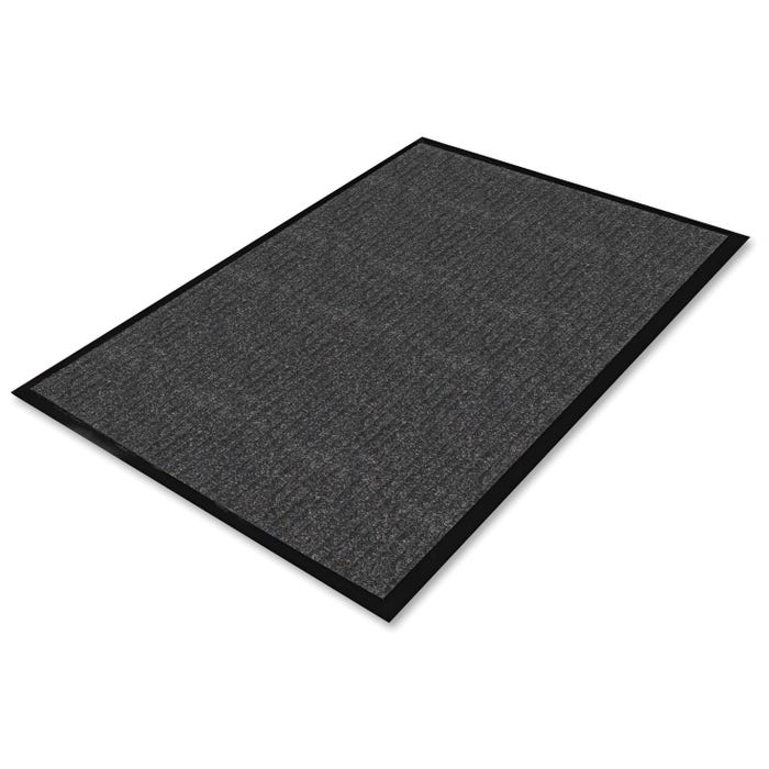 Genuine Joe Golden Series Dual Rib Walk-Off Indoor Mat, Polypropylene/Vinyl Backing, 3 x 5 Feet, Charcoal