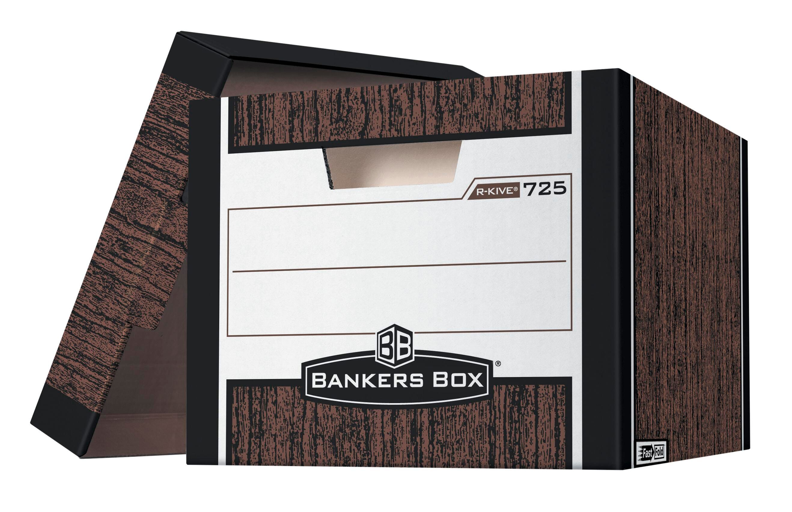 Bankers Box R-Kive File Storage Box, 12 x 15 x 10 Inches, Woodgrain, Pack of 12, Item Number 1351381