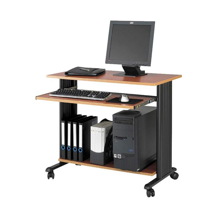 Safco Workstation, 35-1/2 x 22 x 30-1/2 Inches, Black and Cherry