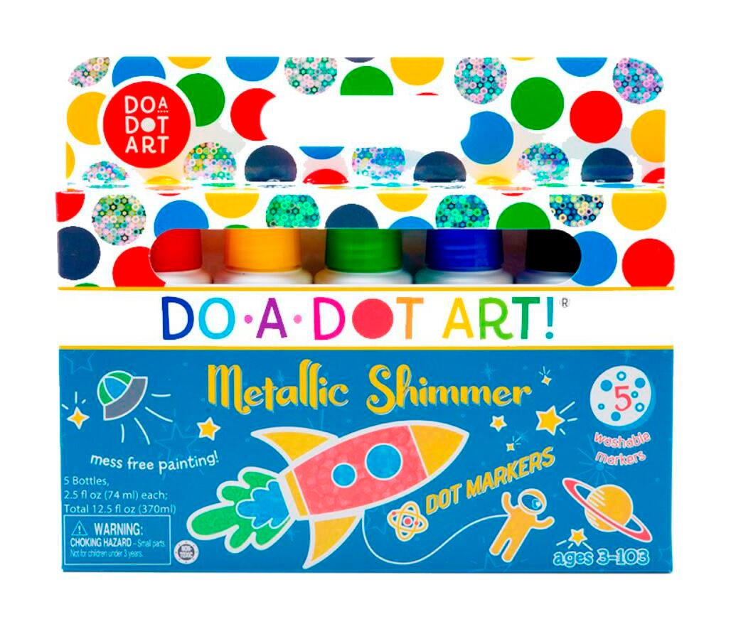 Image for Do-A-Dot Art Paint Washable Markers, Shimmers Dauber Tip, Assorted Metallic Colors, Set of 5 from School Specialty