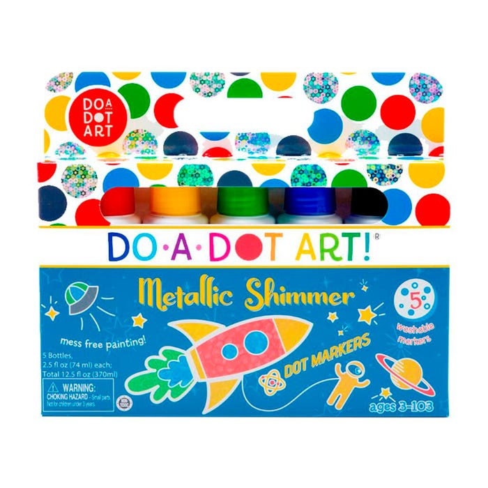 Do-A-Dot Art Paint Washable Markers, Shimmers Dauber Tip, Assorted Metallic Colors, Set of 5