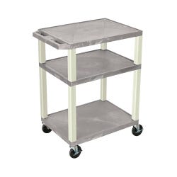 Luxor 3-Shelf Tuffy Cart Without Power, Gray Shelves, Putty Legs, 24 x 18 x 34 Inches