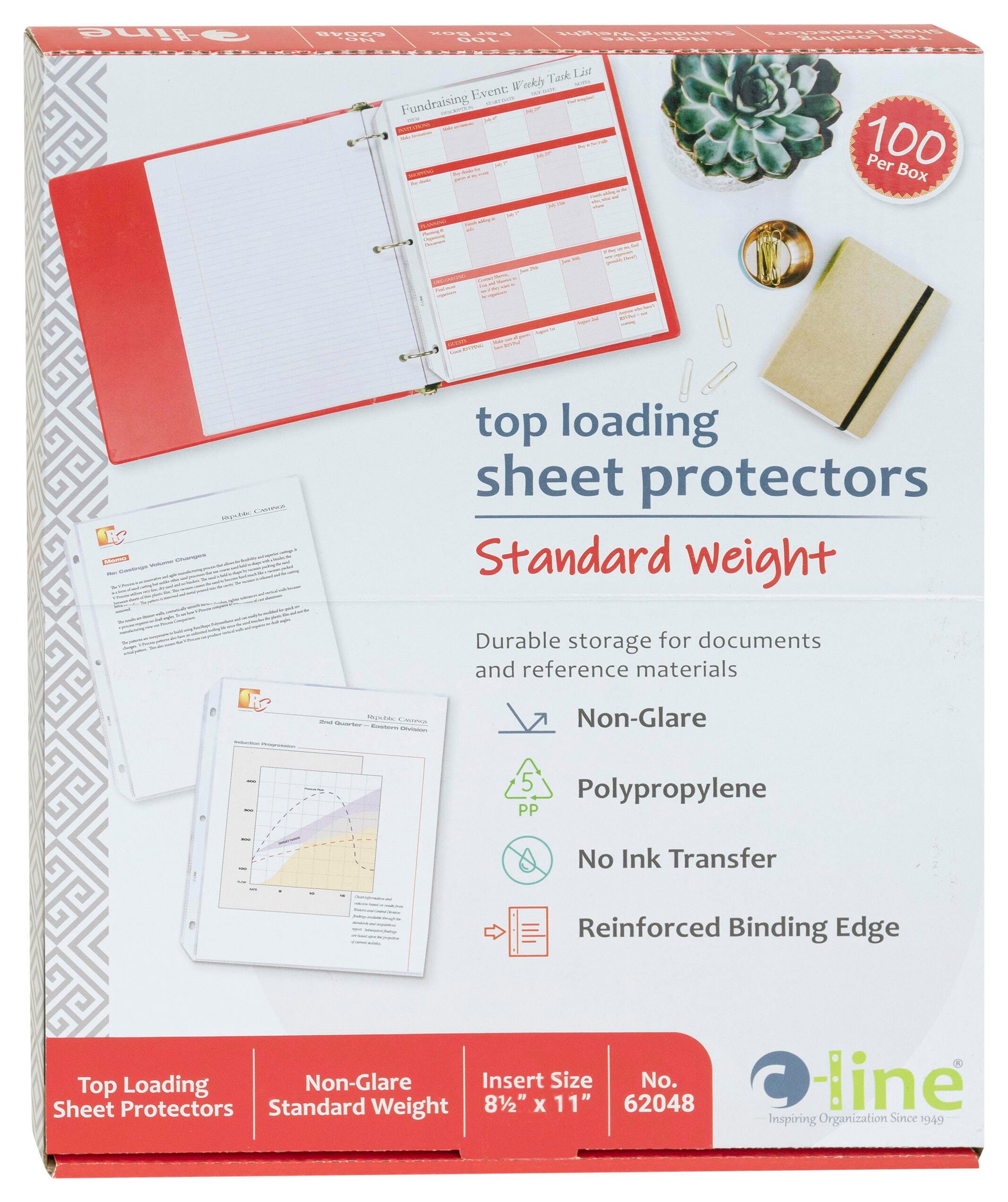 C-Line Standard Weight Polypropylene Sheet Protector, Non-Glare, 8-1/2 x 11 Inches, Box of 100 2149600