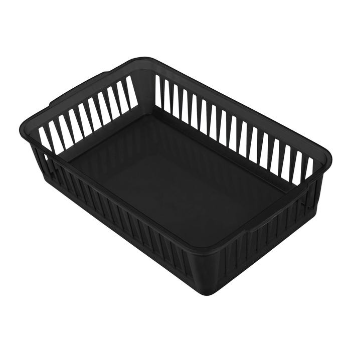 Storex Supply Baskets, 10 x 6-1/3 x 2-1/2 Inches, Black, Pack of 12