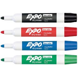 Image for EXPO Dry Erase Markers, Bullet Tip, Assorted Colors, Set of 4 from School Specialty