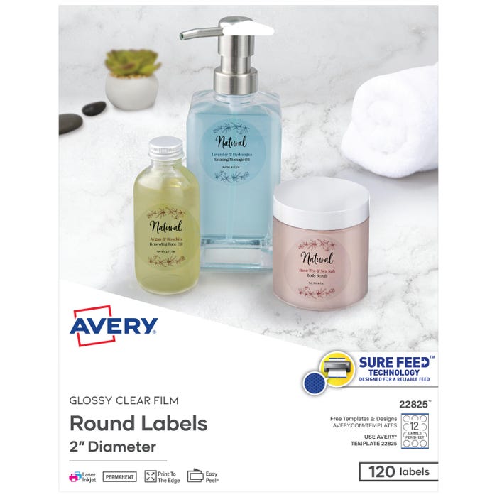 Avery Round Labels, 2 Inch Diameter, Clear Gloss, Pack of 120