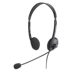 Compucessory Lightweight Stereo On-Ear Headphones with Microphone, Black 1445946