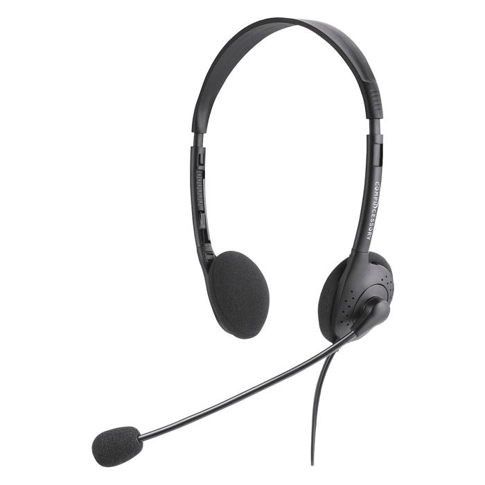 Compucessory Lightweight Stereo On-Ear Headphones with Microphone, Black