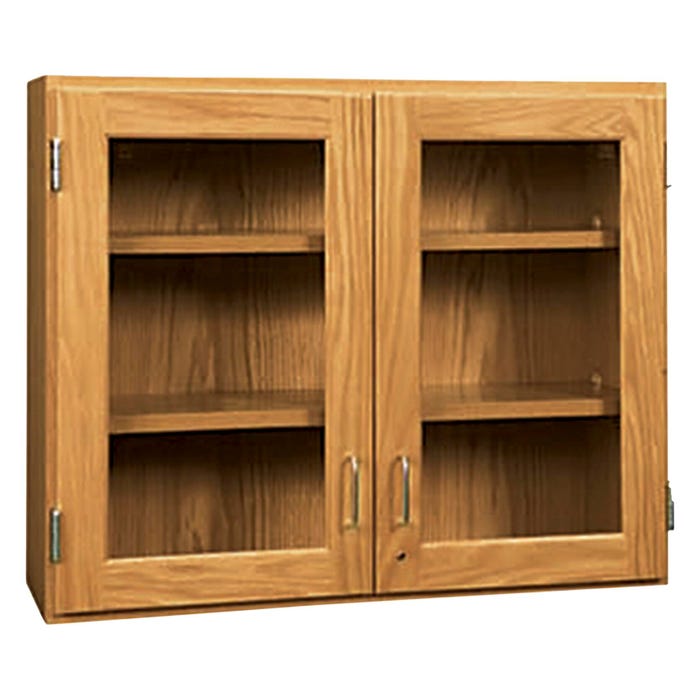 Diversified Spaces Wall Cabinet with Glass Double Doors, 48 x 12 x 30 Inches, Maple