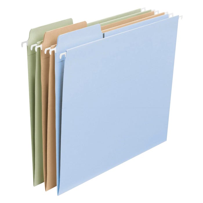 Smead FasTab Hanging File Folder, Letter Size, 1/3 Cut Tabs, Assorted Colors, Set of 18