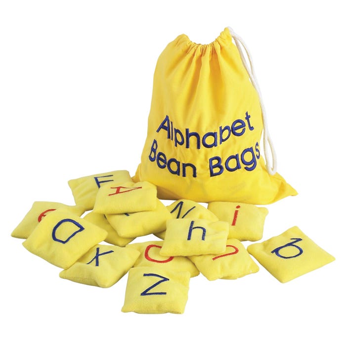Educational Insights Color Coded Alphabet Bean Bags with Storage Bag, Set of 26