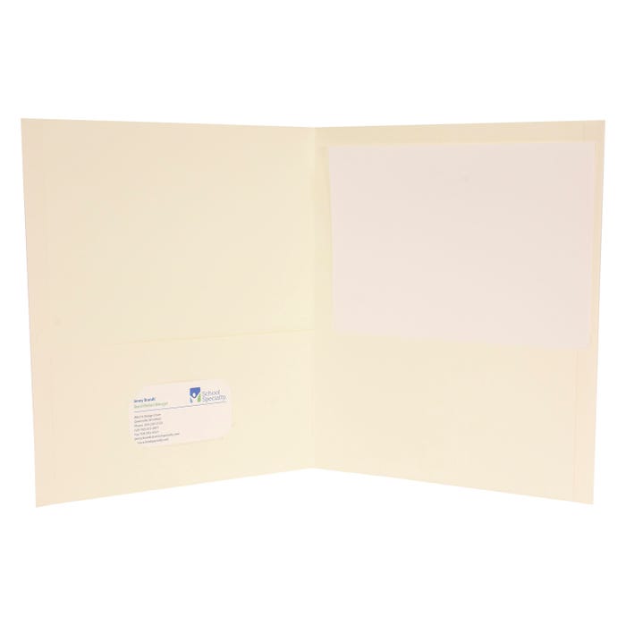 School Smart 2-Pocket Folders with No Brads, White, Pack of 25
