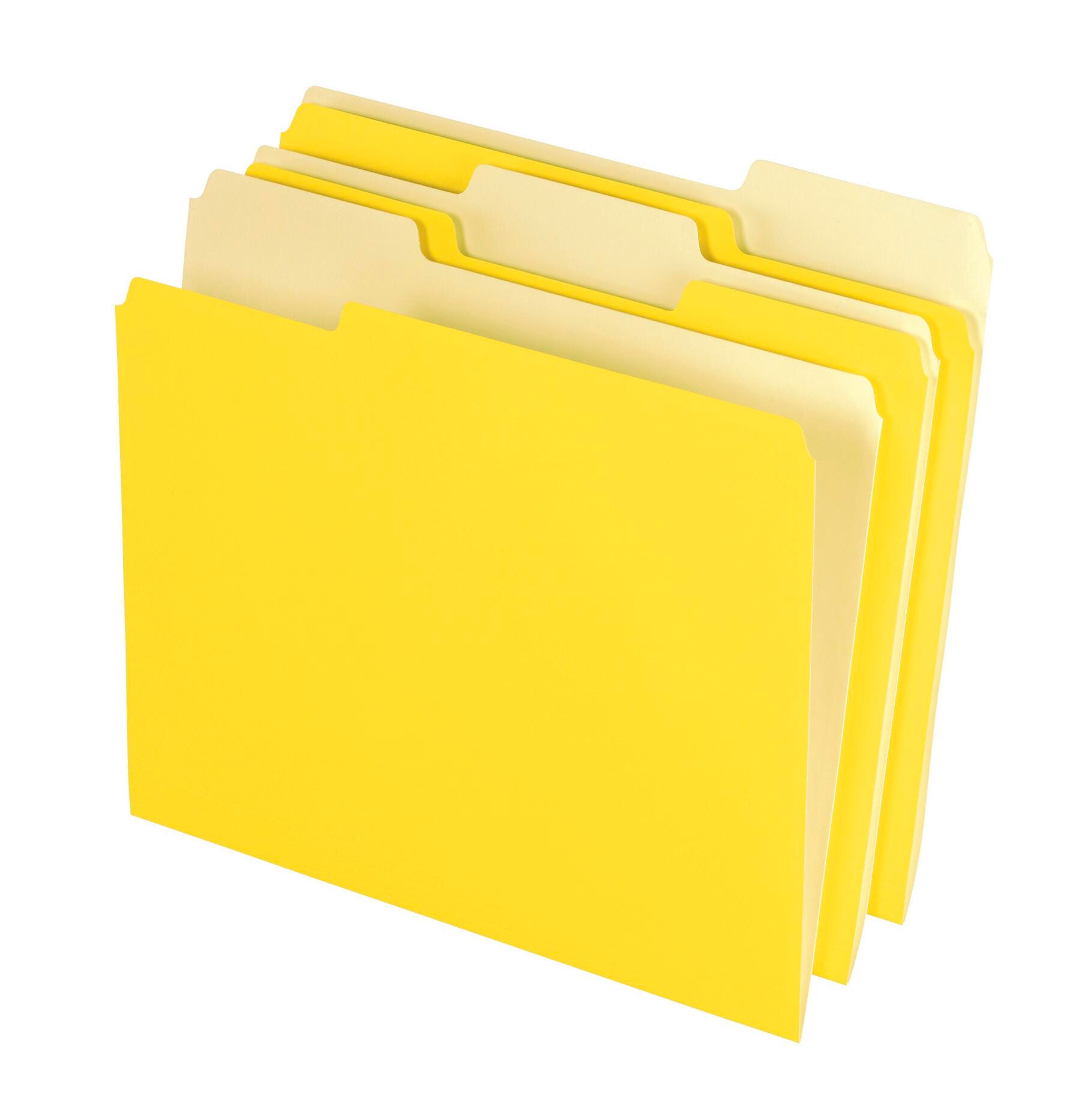 Image for School Smart Colored File Folders Two-Tone, Letter Size, 1/3 Cut Tabs, Yellow, Pack of 100 from School Specialty