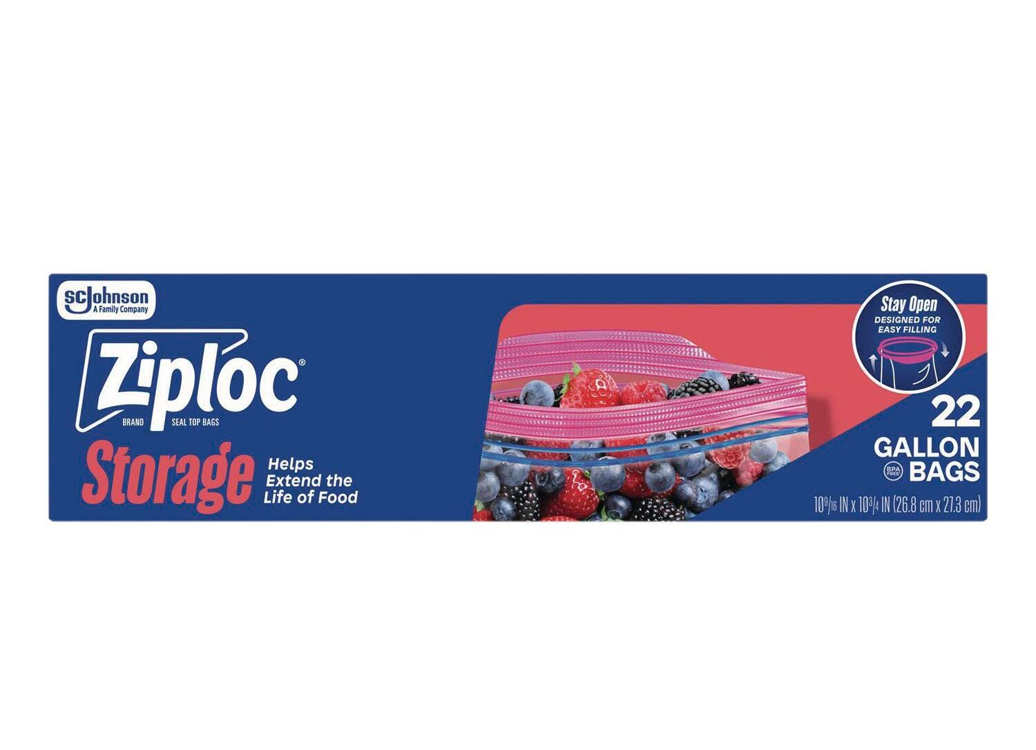Image for Ziploc Storage Bags, Gallon Size, Pack of 22 from School Specialty