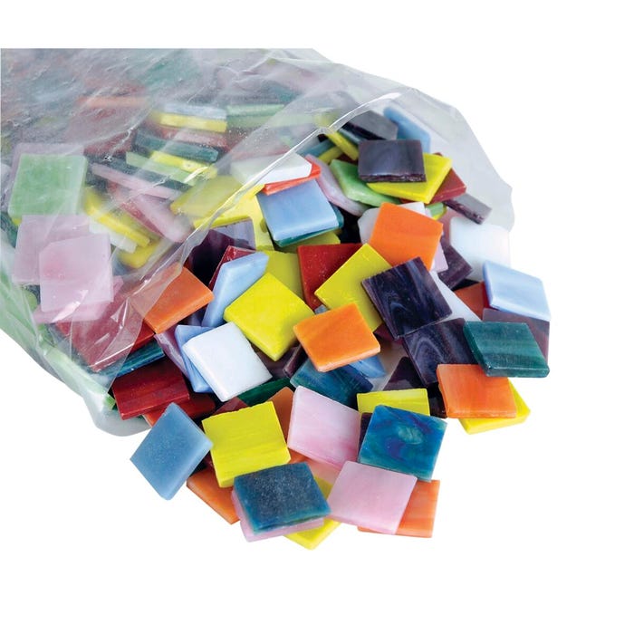 Jennifer's Mosaics Stained Glass Square Mosaic Tile Assortment, 3/4 Inch, 4 Pounds