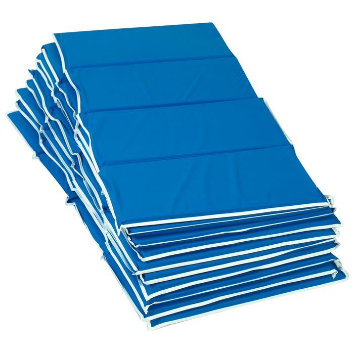 Children's Factory 4-Section Rest Mat, 48 x 24 x 1 Inches, Blue, Pack of 10