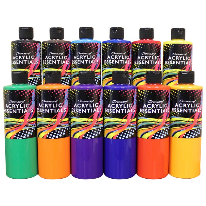 Chromacryl Acrylic Essentials, Pints, Assorted Colors, Set of 12