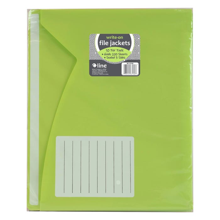 C-Line Write-On Poly File Jackets, Letter Size, Assorted Colors, Pack of 10