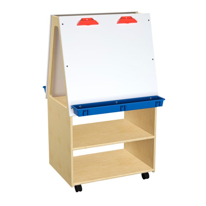 Childcraft Two-Sided Mobile Art Easel, Rolling Storage, 25-1/2 x 20 x 45 Inches