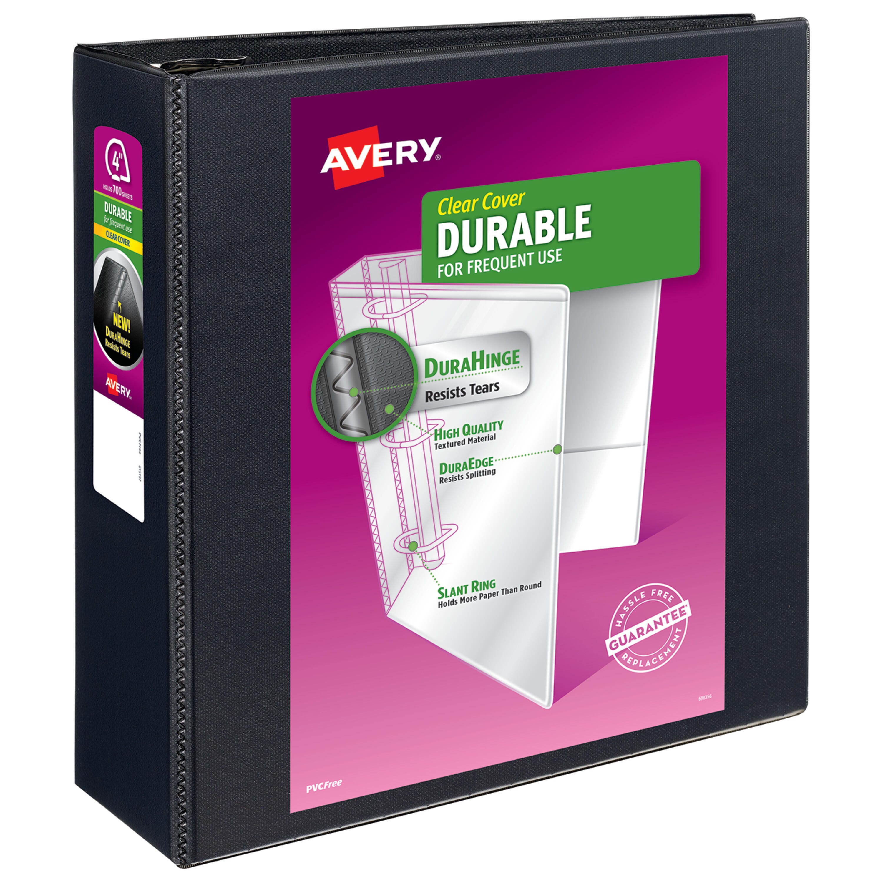 Avery Vinyl Durable View Binder, 4 Inch, EZD Ring, Black 1118087