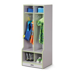 Jonti-Craft Rainbow Accents 2-Section Coat Locker with Step 4000571