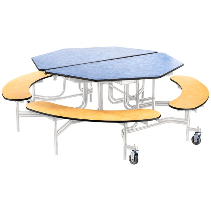 Classroom Select Mobile Table with Benches, Octagon, 60 Inches, LockEdge
