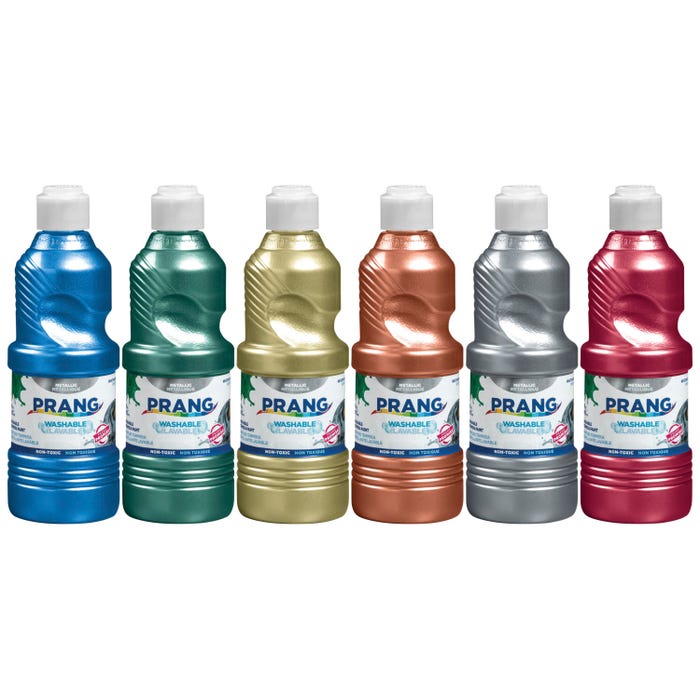 Prang Ready-to-Use Washable Tempera Paint Set, Assorted Metallic Colors, Pint Set of 6