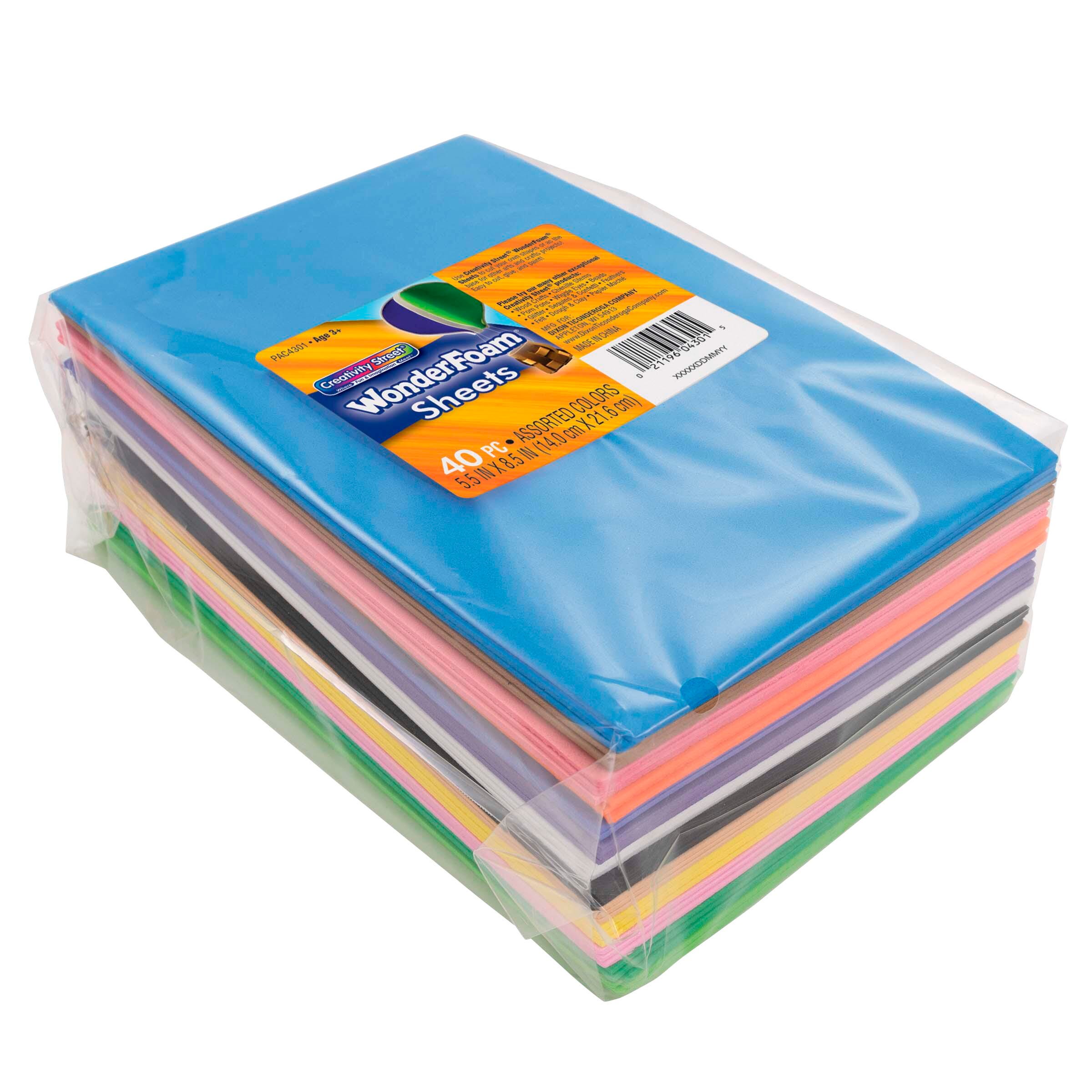 WonderFoam Non-Toxic Sheets, 5-1/2 x 8-1/2 Inches, Assorted Colors, Set of 40 Item Number 409333