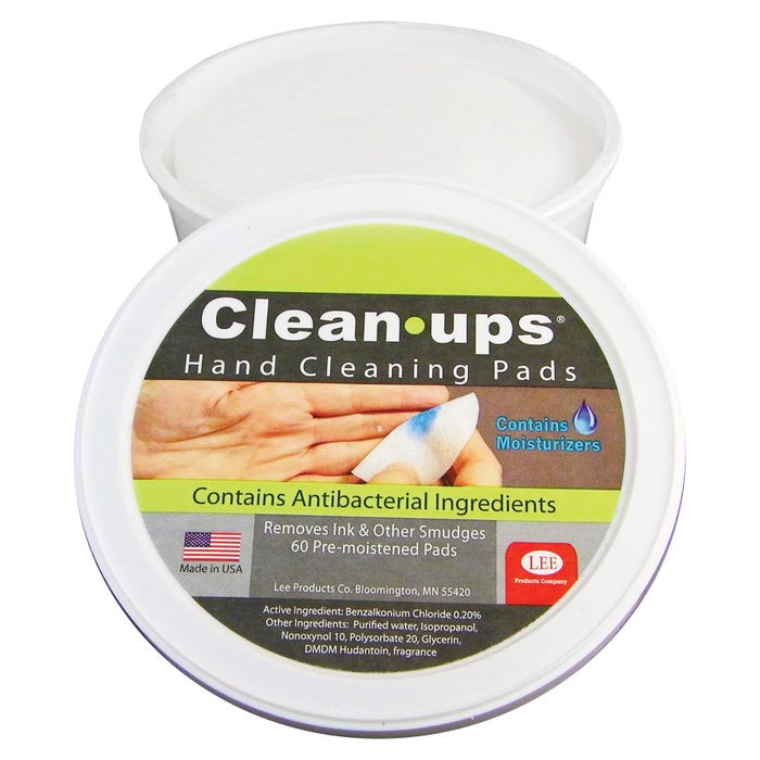 Lee Clean-ups Lee Anti-Bacterial Moisture Resistant Hand Cleaning Pad, 3 Inch, 2 Ply, Cloth, Pack of 60