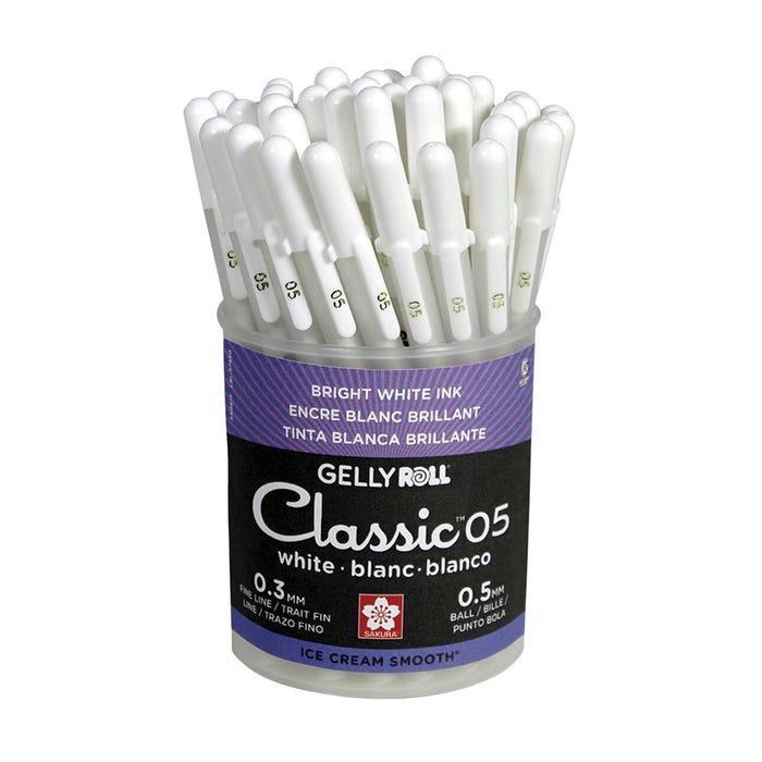 Sakura Gelly Roll Classic Gel Pens, 0.5 mm Fine Tip, White, Pack of 36