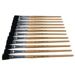 Image for School Smart Black Bristle Paint Brushes, Short Handle, 1/2 Inch, Set of 12 from School Specialty