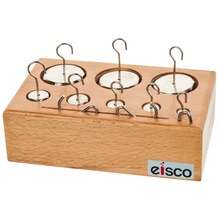Eisco Labs Weights Set, Double-Hooked, Hexagonal, 500 Grams, Set of 9