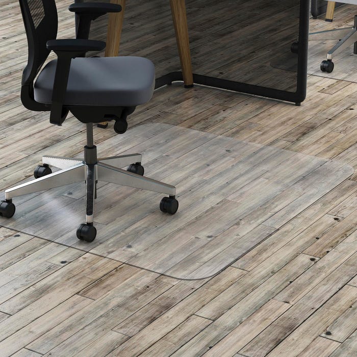 Deflect-O Nonstudded Polycarbonate Chair Mats, Hard Floor, Rectangular, 45 x 53 Inches, Clear