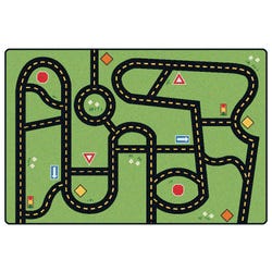 Carpets for Kids Drive and Play Accent Rug, 2 Feet 8 Inches x 4 Feet, Rectangle, Green, Item Number 1568088