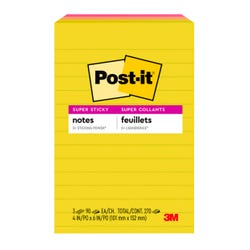 Post-it Super Sticky Notes, 4 x 6 Inches, Summer Joy, Lined 3 Pads per Pack, 90 Sheets per Pad