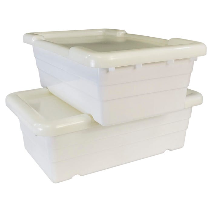 Shirley K's Cross Stack Bin with Lid, 25 x 15-1/2 x 8-3/4 Inches, White, Pack of 6