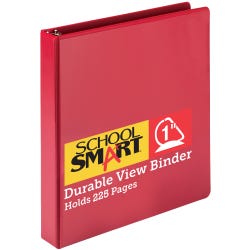 Image for School Smart Durable Polypropylene D-Ring View Binder, 1 Inch, Red from School Specialty